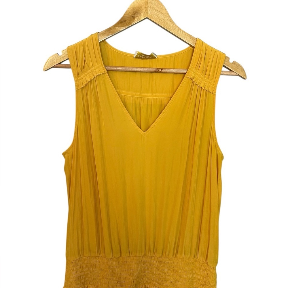 RAMY BROOK Caitlin Tiered Mini Dress Yellow V-Neck Ruffle Medium - Picture 3 of 8